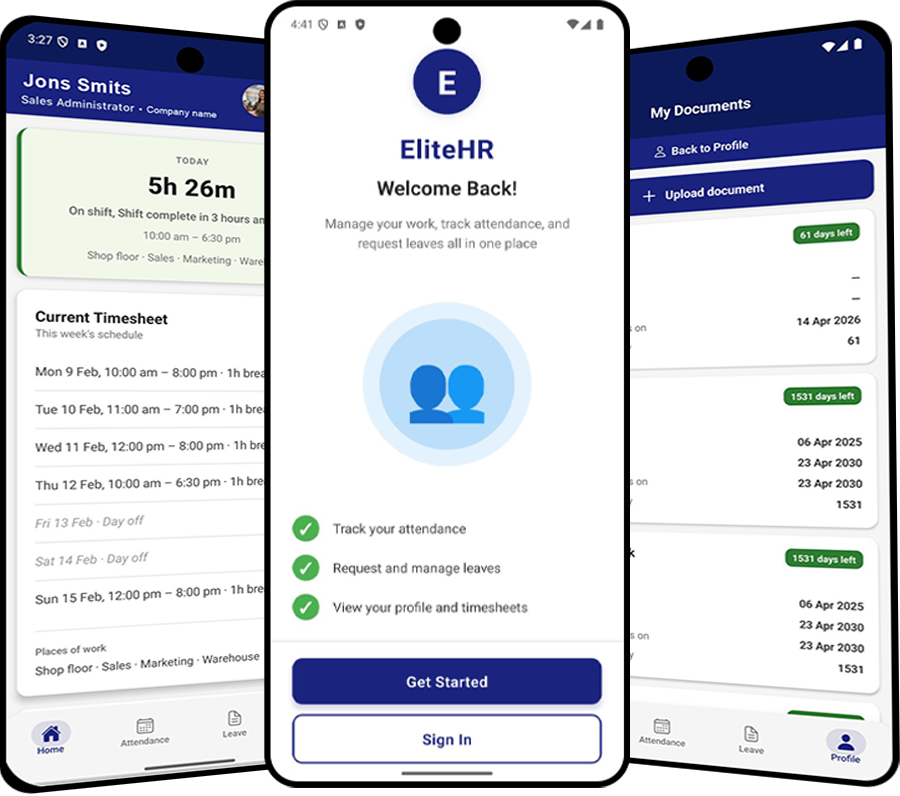 EliteHRM app screenshot